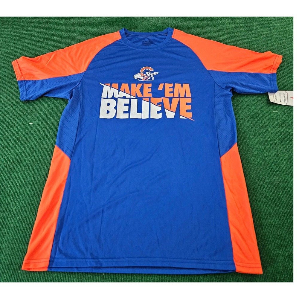 Augusta Sportswear Make Em Believe Adult M‎ Blue Orange Raglan T Shirt